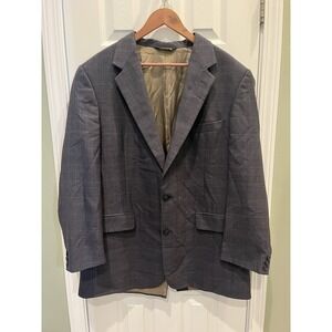 Brooks Brothers VTG Wool Blazer Blue‎ Sport Coat Glen Check Jacket 44L USA